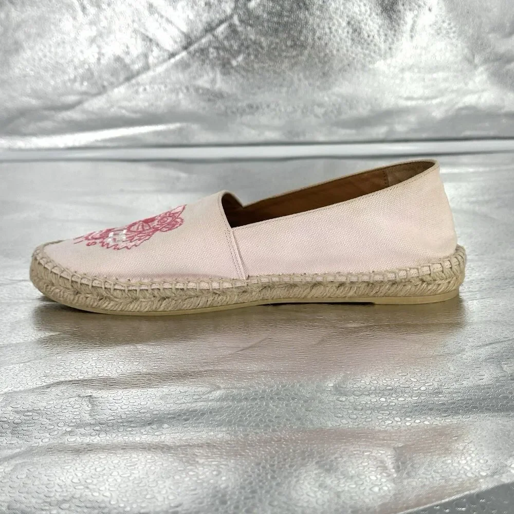KENZO Paris Tiger Embroidered Canvas Espadrille Flats | Pink Size 39 / US 7.5